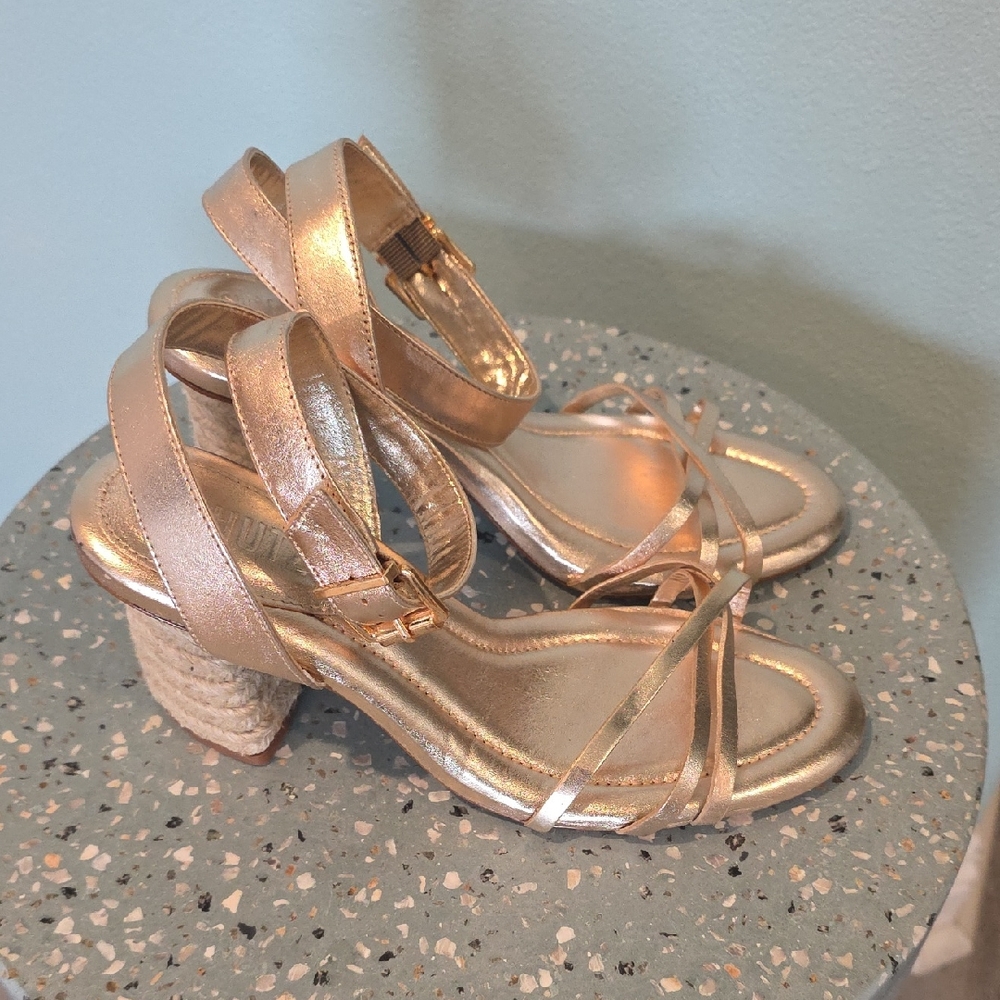 SCHUTZ Metallic Gold Strappy Sandals